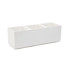 Vazonas su vandens rezervuaru Lamela, plastikinis, 90 cm x 30 cm, Ø 90 cm, balta sp.