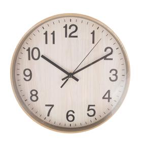 Sieninis kvarcinis laikrodis Home4you Woody, balta sp./rusva sp., 30 cm x 30 cm, 30 cm