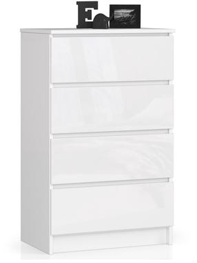Komoda Akord Furniture Factory K60 4SZ CLP PK, balta sp., 99 cm x 60 cm x 40 cm