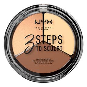 Veido kontūravimo paletė NYX Professional Makeup 3 Steps To Sculpt Face Sculpting Palette, ruda sp., light, 5 g