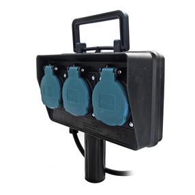 Удлинитель Electraline, 3 x 1 mm², 5 м, IP44, 3 розетки, черный цв.
