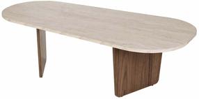 Kohvilaud Nordure Ovalis, pähklipuu v./travertine v., 65 cm x 130 cm x 40 cm