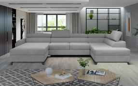 Kampinė sofa Josette Paros 05, pilka sp., dešininė, 200 x 370 cm x 98 cm