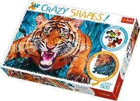 Pusle Trefl Crazy Shapes Eye To Eye With Tiger 11110T, 68 cm x 48 cm, 600 tk, mitmevärviline