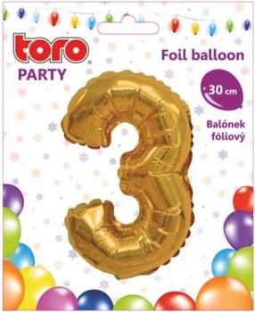 Folijas balons cipars 3, zelta krās.