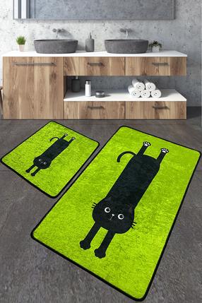 Vonios kilimėlių rinkinys Foutastic Comfort 359CHL5289, juoda sp./žalia sp., 100 cm x 60 cm