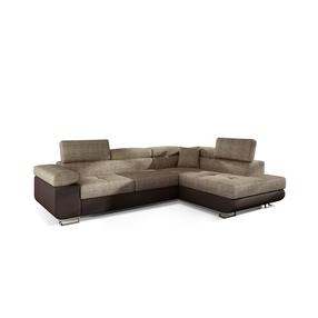Kampinė sofa Anton Berlin 03, Soft 66, ruda sp./smėlio sp., dešininė, 202 x 275 cm x 90 cm