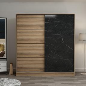 Skapis Kalune Design Kale 3981, brūna krās./melna krās., 52 cm x 180 cm x 210 cm