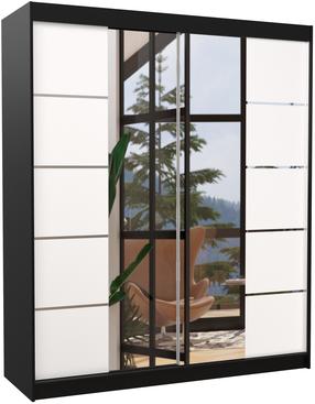 Spinta ADRK Traves, balta sp./juoda sp., 180 cm x 58 cm x 215 cm, su veidrodžiu