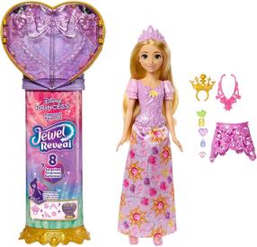 Lelle ar aksesuāriem Mattel Disney Princess Jewel Reveal Rapunzel, 29 cm, rozā krās.