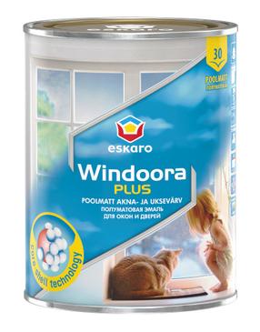 Emailvärv, akendele/ustele Eskaro Windoora Plus, poolläikiv, 0.9 l, valge v.