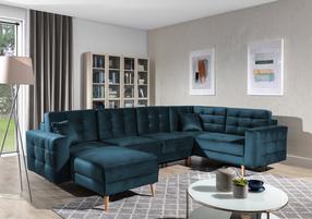 Kampinė sofa Asgard U Cover 02, Jungle 32, tamsiai mėlyna sp., 202 x 326 cm x 93 cm