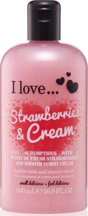 Kūno prausimosi kremas I Love Strawberries & Cream, 500 ml