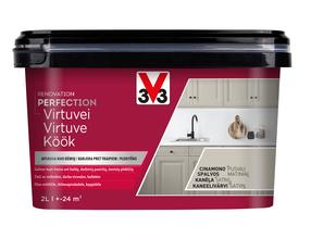 Emaliniai dažai, baldams/dažytų paviršių defektams šalinti V33 Renovation Perfection Kitchen, satino, 2 l, cinamono sp.