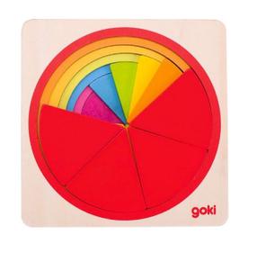 Koka puzle Goki Layered Puzzle Rainbow Circle, 12 cm x 12 cm, 21 gab.