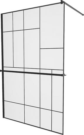 Dušo sienelė Mexen Kioto+ Walk-In, 130 cm x 200 cm, juoda sp./grūdintas