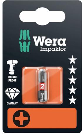 Биты для ударной отвертки Wera 851/1 IMP DC, PH2, 25 мм, 1/4"