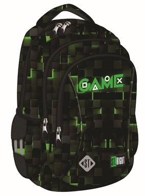 Kooli seljakott St. Right Game, must v./roheline v., 44 cm x 29 cm x 22 cm