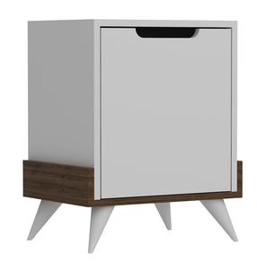 Naktinis staliukas Kalune Design Monzana 875ZNA3405, balta sp./riešuto sp., 60 cm x 48.6 cm x 35 cm