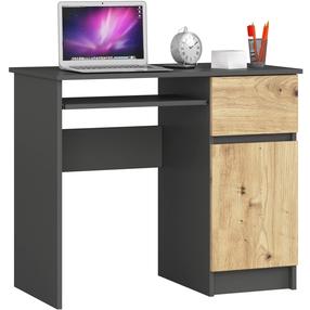 Rakstāmgalds ar skapi Akord Furniture Factory Piksel Right, 90 cm x 50 cm, 77 cm, ozola krās./pelēka krās.