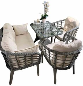Lauko baldų komplektas Kalune Design Manolya, ruda sp./šviesi smėlio sp., 4 vietų