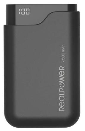Nešiojamas įkroviklis (Power bank) Realpower PB-7500C, 7500 mAh, juoda sp.