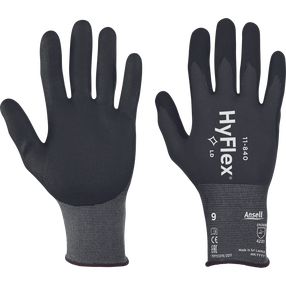 Рабочие перчатки прорезиненные Ansell HyFlex 11-840, для взрослых, черный цв., 8, 1 пара