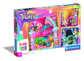Dėlionė 3in1 Clementoni TROLLS 25292, 21 cm x 20.5 cm, 144 vnt.