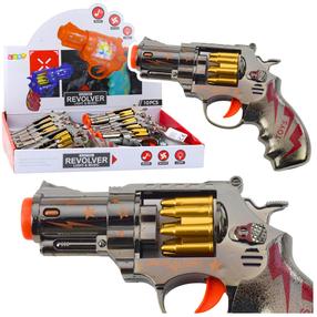 Rotaļu ierocis Lean Toys Revolver, 18 cm Sudraba krās.