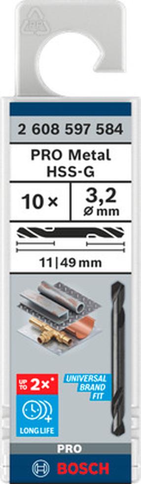 Metalo grąžtų rinkinys Bosch, metalas, hss-g, -, 3.2 mm x 4.9 cm