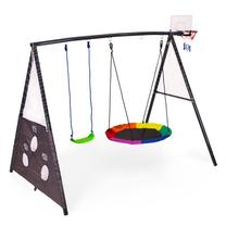Sūpynės su stovu vaikams EcoToys 4in1, 168 cm, 197 cm, juoda sp./įvairių spalvų