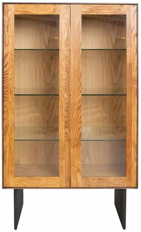 Vitrina Home4you Valencia, ąžuolo medienos imitacija sp., 45 cm x 90 cm x 160 cm