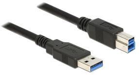 Vads Delock USB 3.0 A male, USB 3.0 B male, 5 m, melna krās.