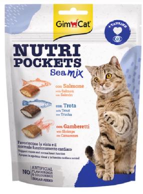 Maisto papildai, vitaminai katėms Gimborn Nutri Pockets Sea Mix, lašiša/upėtakis, 0.15 kg
