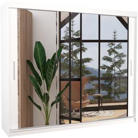 Spinta ADRK Chester, balta sp., 58 cm x 250 cm x 215 cm, su veidrodžiu