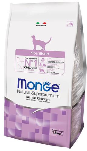 Сухой корм для кошек Monge Natural Superpremium, курица, 1.5 кг