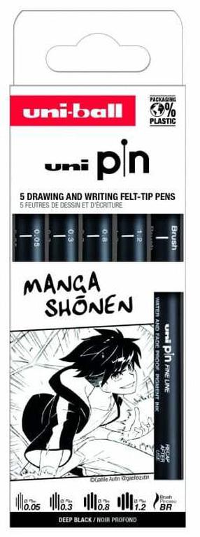 Žymeklis Uni-Ball Manga Shonen, vienpusiai, juoda sp., 5 vnt.