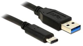 Провод Delock USB to USB USB 3.1 A male, USB 3.1 C male, 1 м, черный цв.