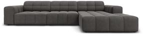 Kampinė sofa Micadoni Home Jennifer Velvet, tamsiai pilka sp., dešininė, 284 x 166 cm x 70 cm