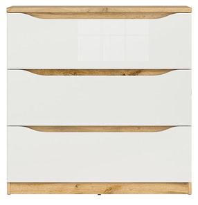 Komoda Nuis, ąžuolo sp./balta sp., 91.5 cm x 39.5 cm x 90 cm