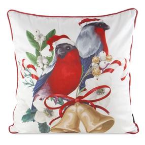 Kalėdinis dekoratyvinės pagalvėlės užvalkalas PSWA-308, balta/raudona, 45 cm x 45 cm