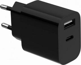 Telefono įkroviklis Gembird TA-UC-2AC12-01-BK, USB Type A/USB Type-C, juoda sp.
