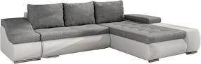 Kampinė sofa Ontario Sawana 21, Soft 17, balta sp./pilka sp., dešininė, 200 x 296 cm x 88 cm