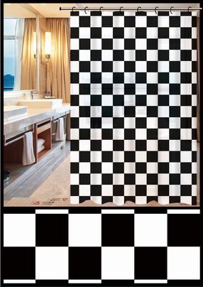 Dušas aizkars Thema Lux ZHY062-1, balta krās./melna krās., 180 cm x 180 cm