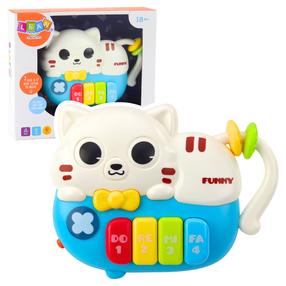 Rotaļu klavieres, kaķis Lean Toys Animal, 11 cm, zila krās./balta krās.