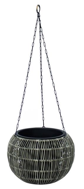 Karināmais puķu pods Home4you Wicker 38114, plastmasa/metāls, Ø 32 cm, pelēka krās.