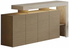 Konsolinis staliukas Kalune Design Beliz, ąžuolo medienos imitacija sp./travertine sp., 35 cm x 170 cm x 80 cm