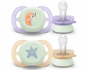 Knupīšu komplekts Philips Avent Ultra Start Nighttime, 0 mēn., dzeltena krās./violeta krās.
