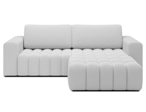 Kampinė sofa - lova Bonett, balta sp., dešininė, 175 x 250 cm x 92 cm