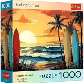 Dėlionė Trefl USA Collection Surfing Sunset, 48 cm x 68 cm, 1000 vnt., įvairių spalvų